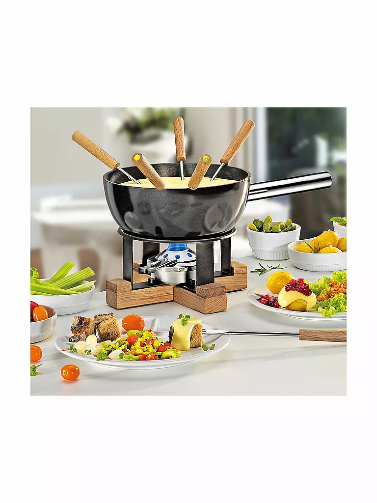 SPRING | Set per fonduta di formaggio Losanna 23cm/2l Nero/Quercia | Nero