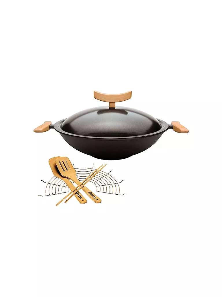SPRING | Set wok in ghisa con griglia 35 cm | Nero