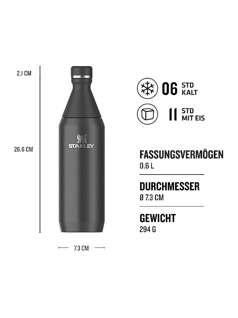 STANLEY | Borraccia termica - Thermos ALL DAY SLIM BOTTLE 0,6l Black | Nero