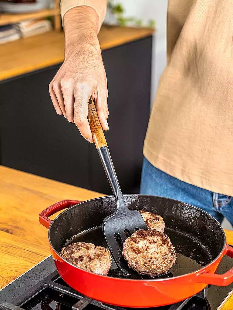 STAUB | Spatola 31 cm acacia / silicone | Marrone