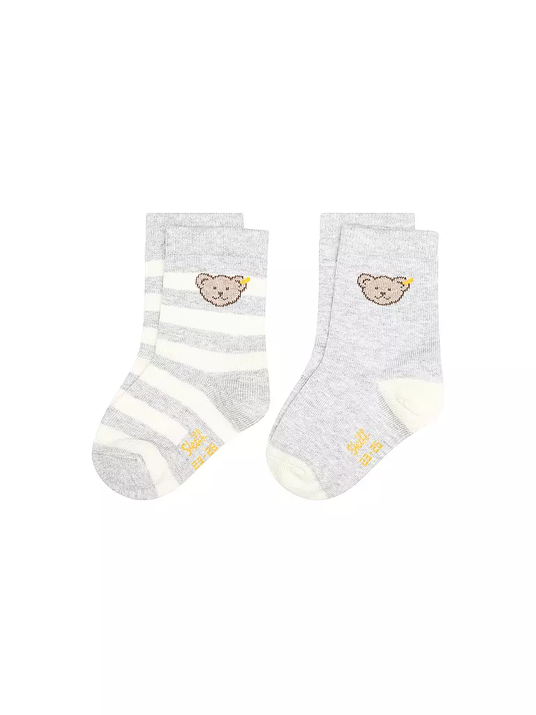 STEIFF | Calzini da neonato, confezione da 2, grigio mélange | Grigio