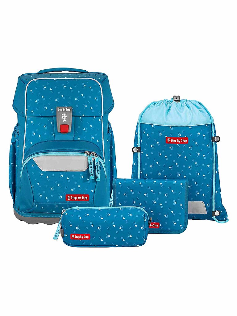 Set di zaini scolastici 4 pz. BASIS Cuori Blu
