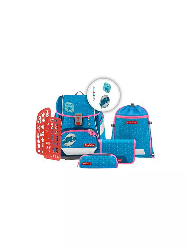 STEP BY STEP | Schultaschen Set 6tlg 2in1 Plus Dolphin Pippa | Turchese