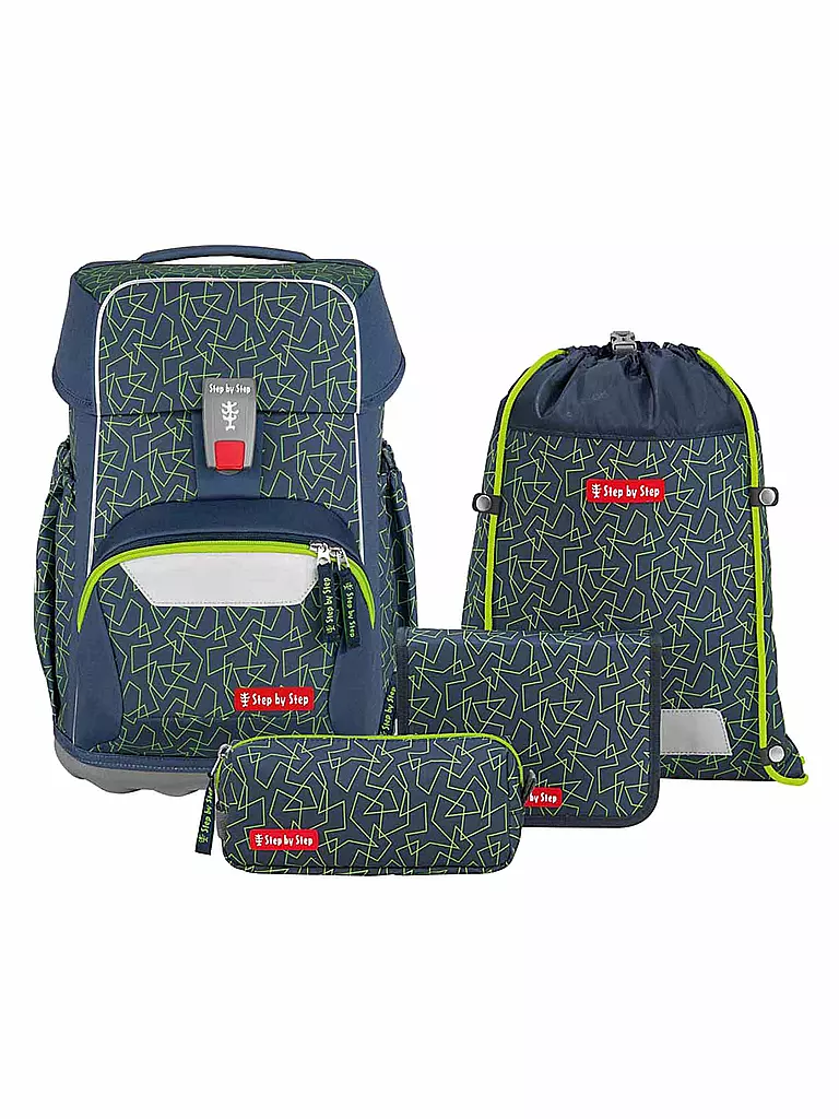 STEP BY STEP | Set di zaini scolastici 4 pz BASIS Green Geometric | Verde