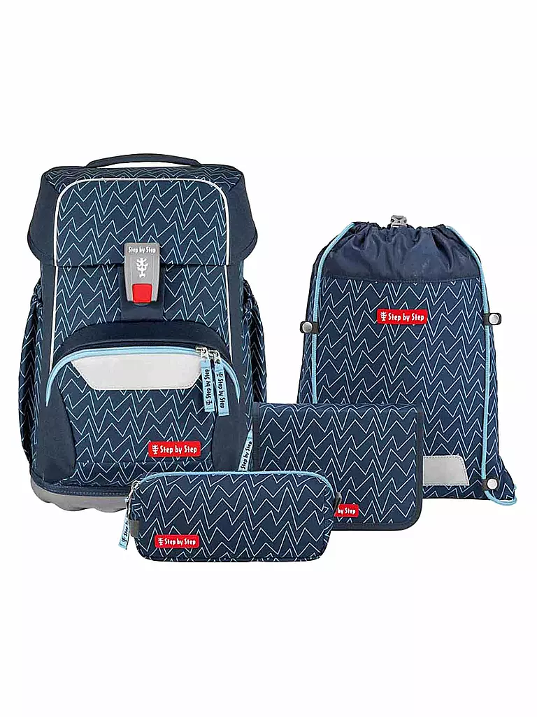 STEP BY STEP | Set di zaini scolastici 4 pz. BASIS Blue Lines | Blu scuro