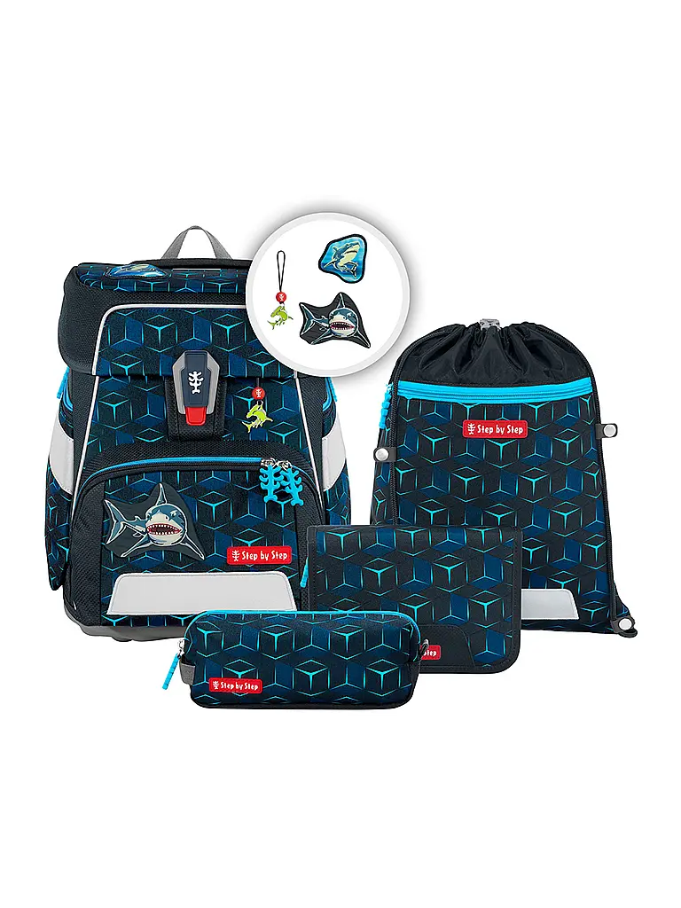 STEP BY STEP | Set di zaini scolastici da 5 pezzi SPACE Shine Shark Dexte | Nero