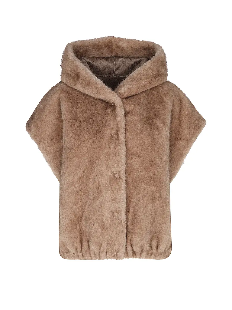 STUDIO AR | Giacca reversibile effetto pelliccia MINK | Cammello