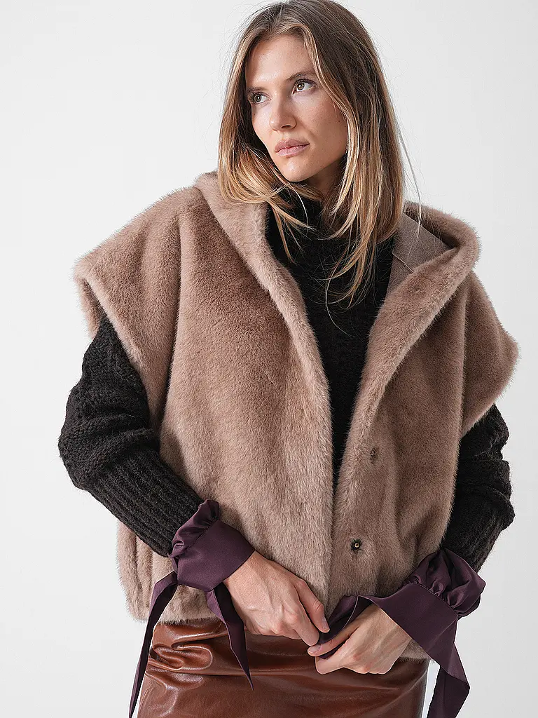 STUDIO AR | Giacca reversibile effetto pelliccia MINK | Cammello