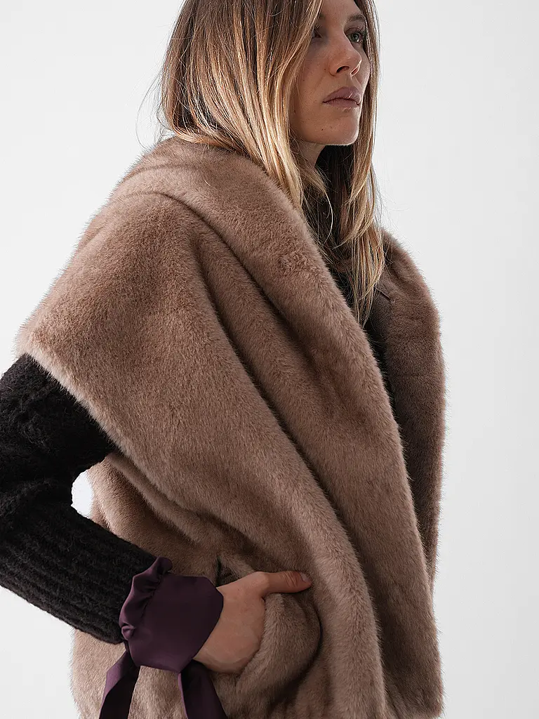 STUDIO AR | Giacca reversibile effetto pelliccia MINK | Cammello