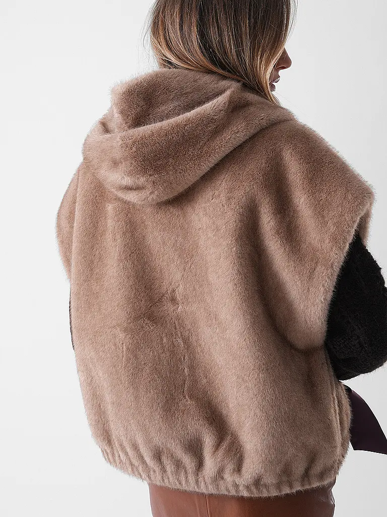 STUDIO AR | Giacca reversibile effetto pelliccia MINK | Cammello