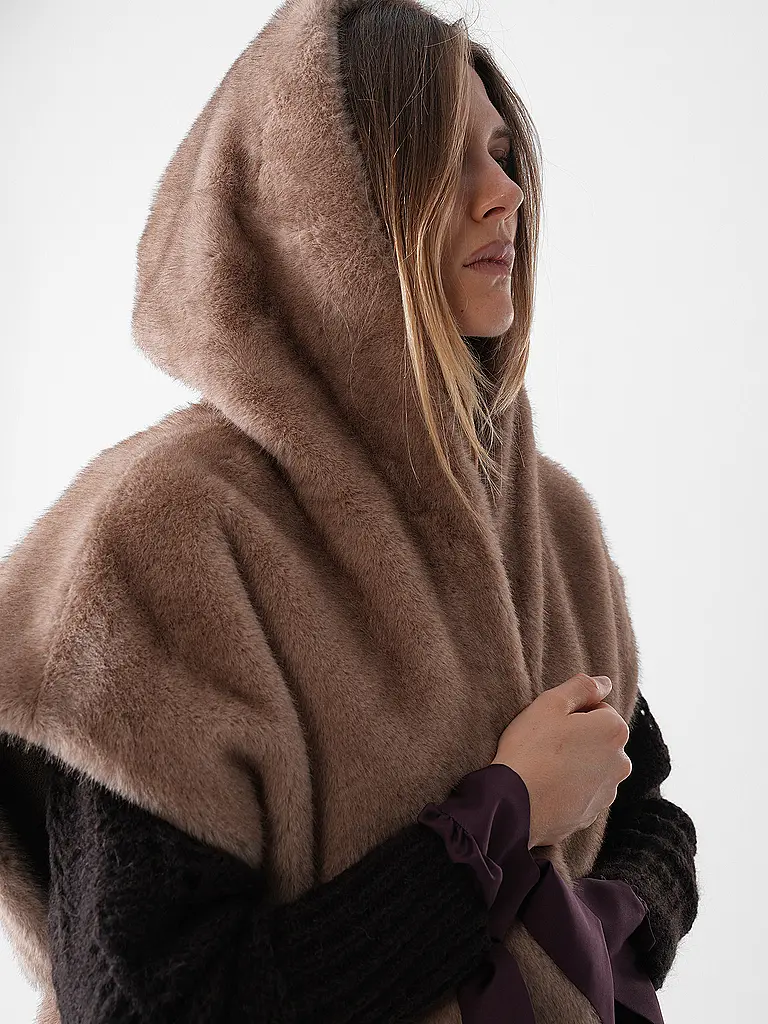 STUDIO AR | Giacca reversibile effetto pelliccia MINK | Cammello