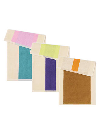 SUITE702 | Asciugamano ospite 3x30x50cm COTONE PETTINATO Turchese/Viola/Toffee