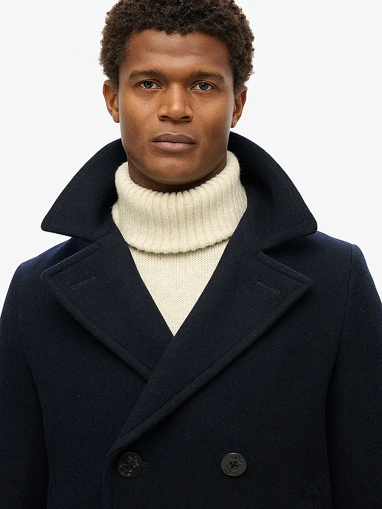 SUPERDRY | Cappotto di lana | Blu scuro