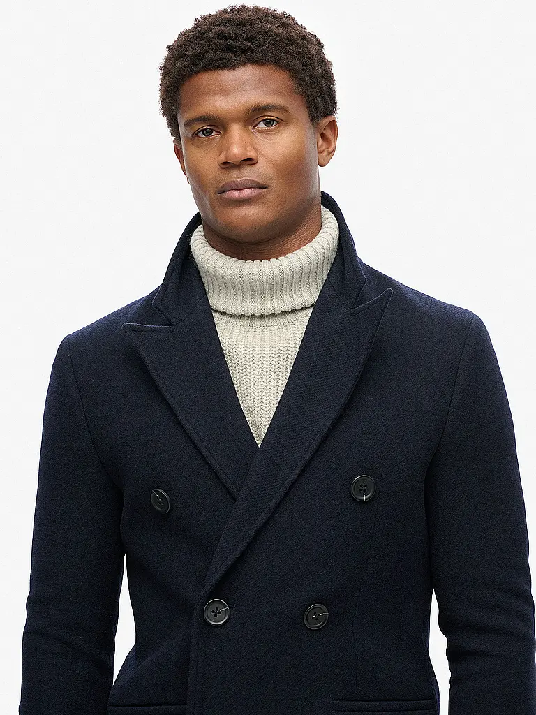 SUPERDRY | Cappotto di lana | Blu scuro