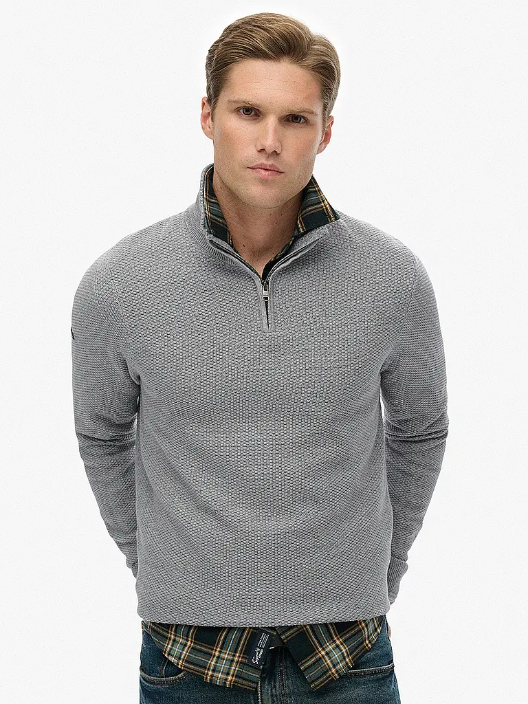 SUPERDRY | Pullover Troyer | Grigio chiaro