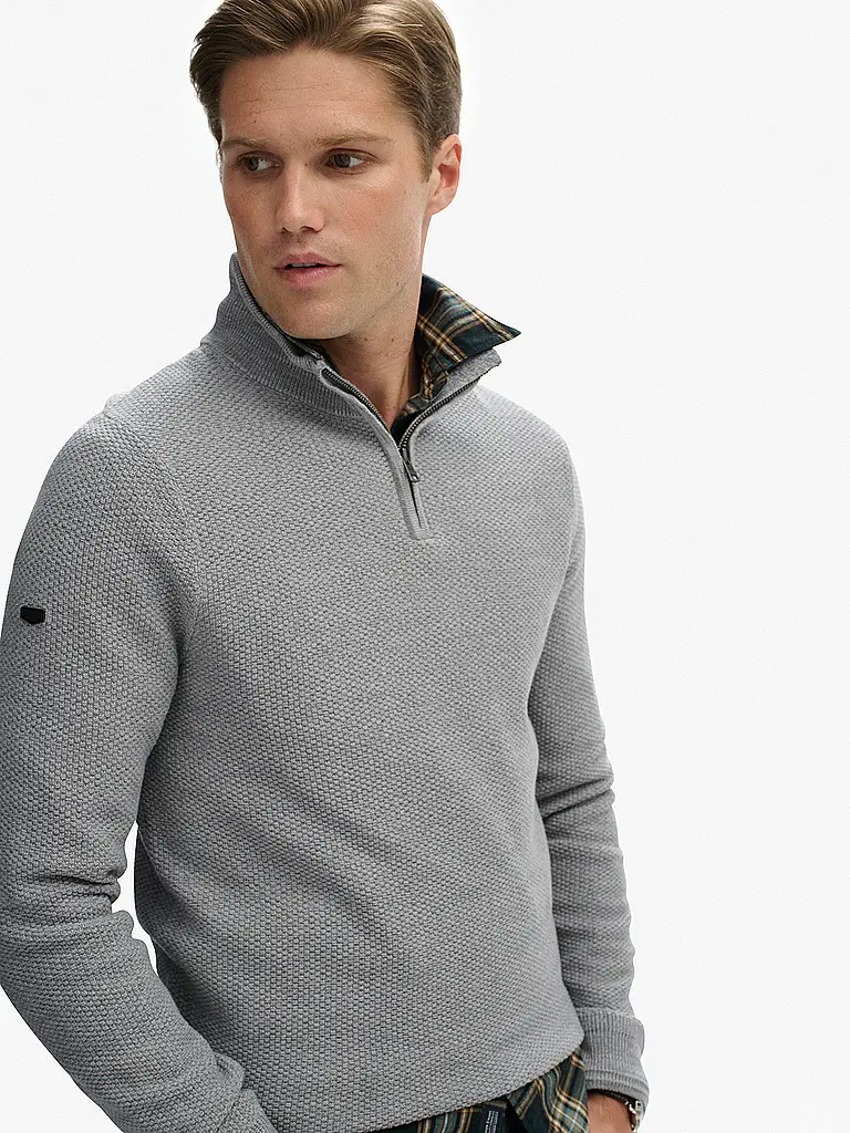 SUPERDRY | Pullover Troyer | Grigio chiaro