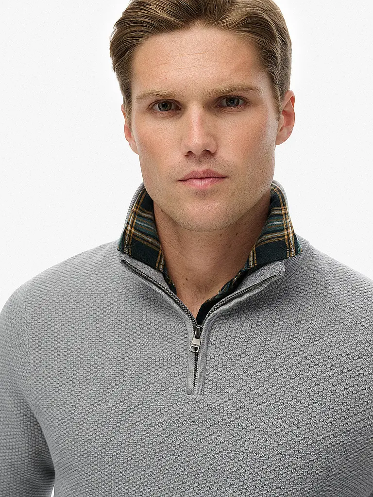SUPERDRY | Pullover Troyer | Grigio chiaro