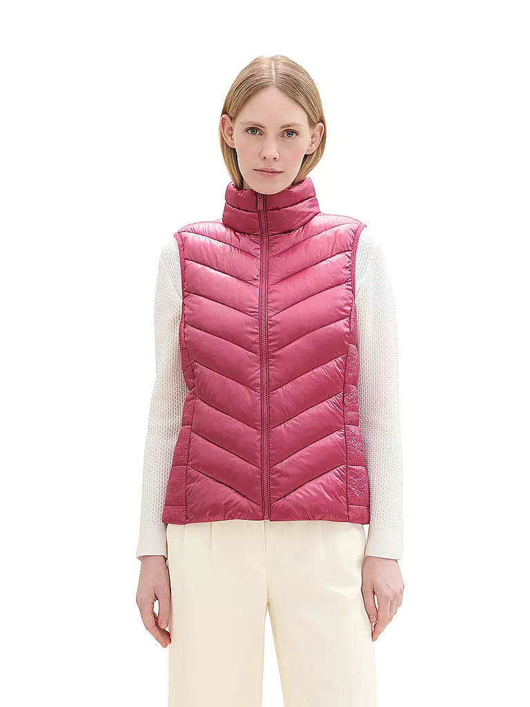 TOM TAILOR | Gilet trapuntato | Fucsia