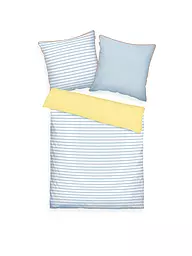 TOM TAILOR | Perkal Bettwäsche Streifen 70x90cm  / 140x200cm Light Lemon/Sky Blue  | Giallo