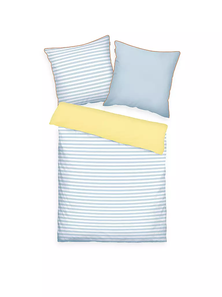 TOM TAILOR | Perkal Bettwäsche Streifen 70x90cm  / 140x200cm Light Lemon/Sky Blue  | Giallo