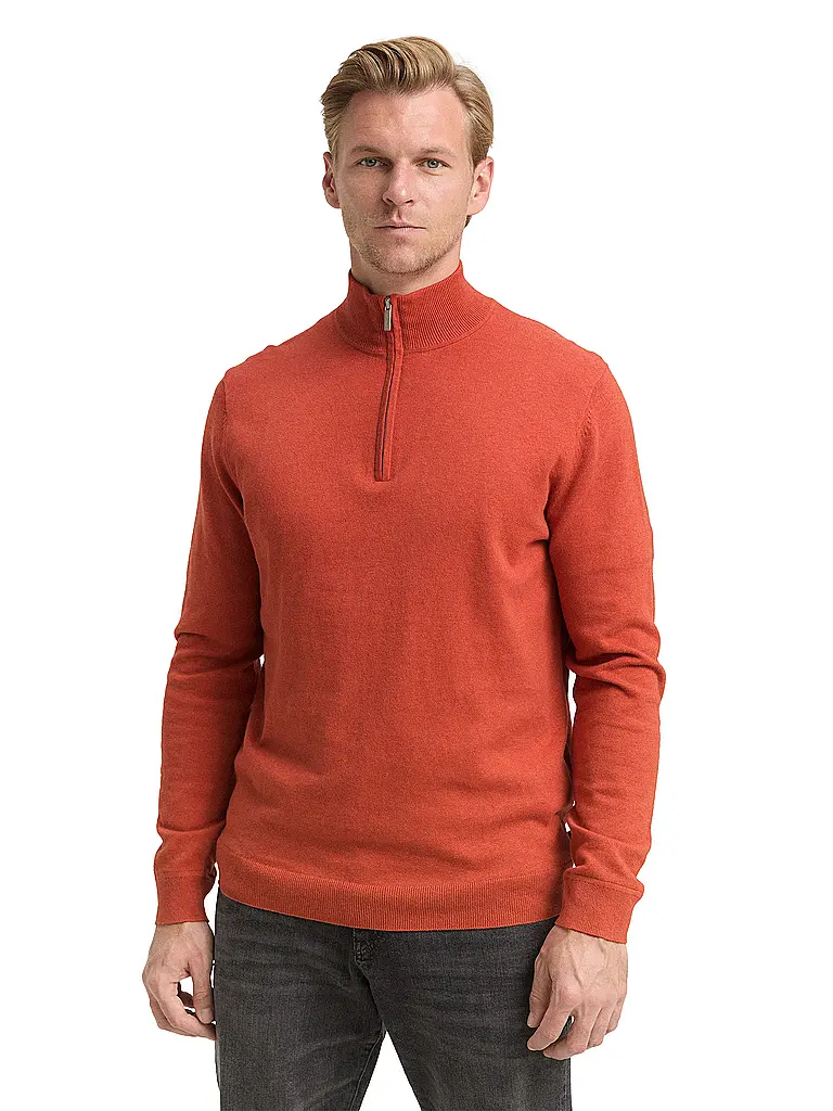 TOM TAILOR | Pullover Troyer | Arancione