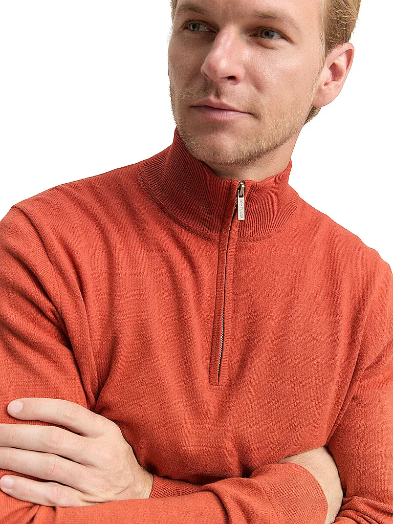 TOM TAILOR | Pullover Troyer | Arancione