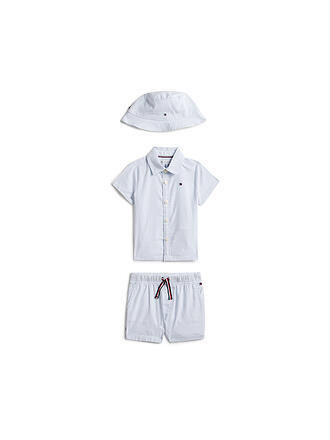 TOMMY HILFIGER | Set neonato 3 pezzi camicia, shorts e cappello