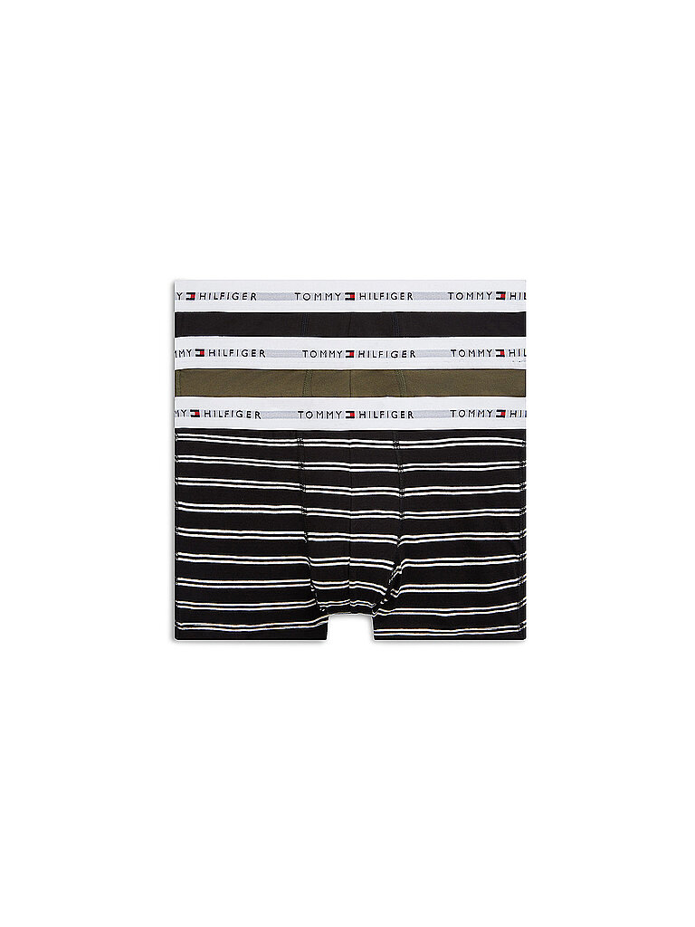 Pants confezione da 3 nero / verde militare / riga decorativa blu L