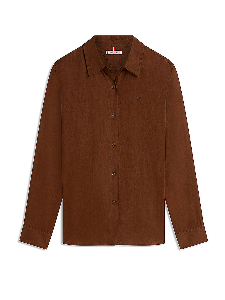 Blusa di lino marrone 36