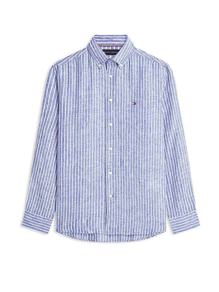 Camicia di lino blu L