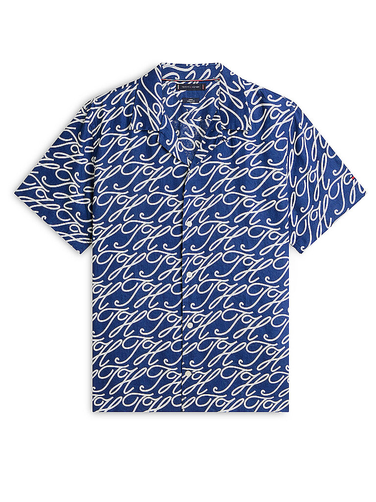 Camicia di lino blu S