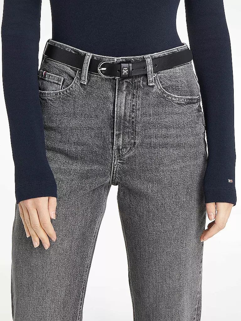 TOMMY HILFIGER | Cintura in pelle TH TIMELESS | Nero