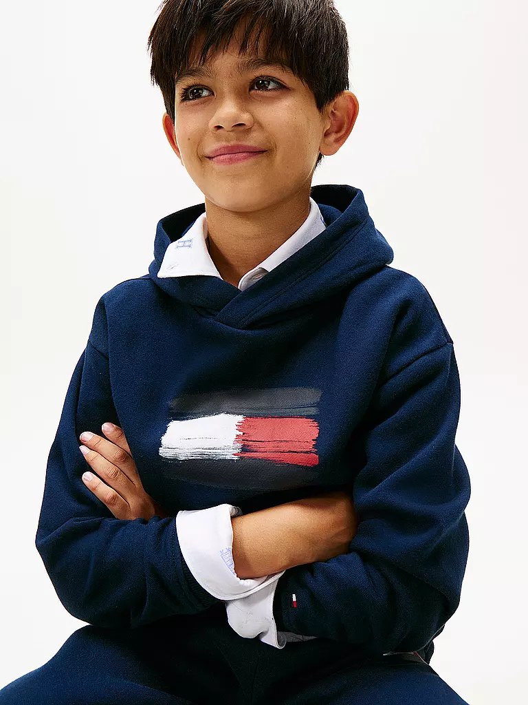 TOMMY HILFIGER | Felpa con cappuccio - Hoodie da ragazzo | Blu scuro