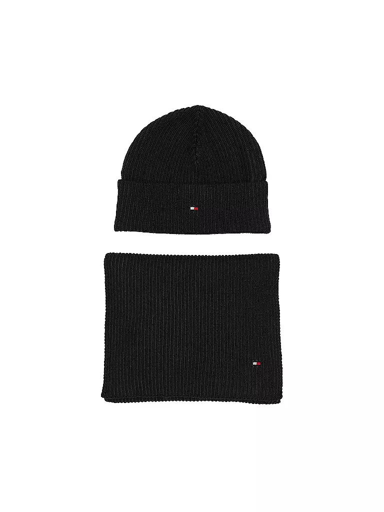 TOMMY HILFIGER | Geschenkset Mütze und Schal | Nero