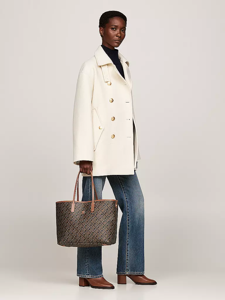 TOMMY HILFIGER | Ledertasche - Shopper TH MONOPLAY LEATHER TOTE | Marrone