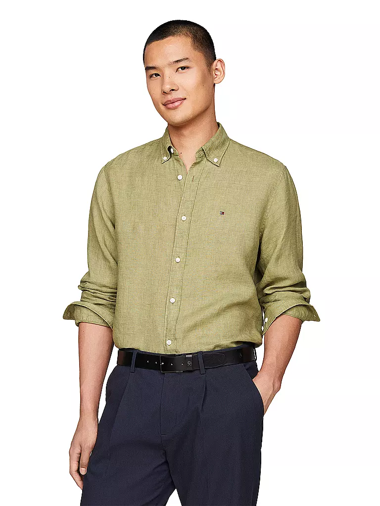 TOMMY HILFIGER | Leinenhemd | Oliva