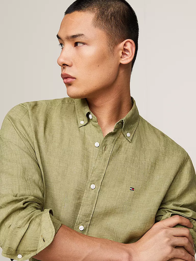 TOMMY HILFIGER | Leinenhemd | Oliva