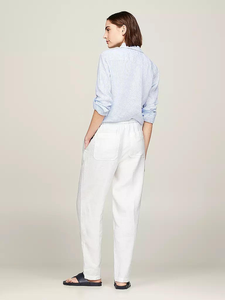 TOMMY HILFIGER | Pantaloni di lino Jogging Fit | Bianco