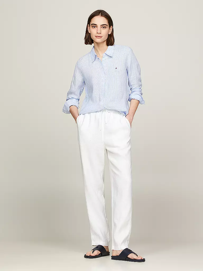 TOMMY HILFIGER | Pantaloni di lino vestibilità jogging | Bianco