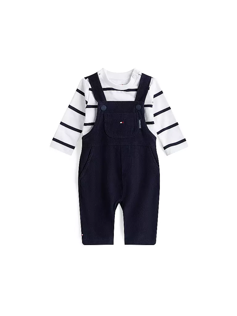 TOMMY HILFIGER | Set neonato 2 pezzi maglia a maniche lunghe e salopette | Blu scuro