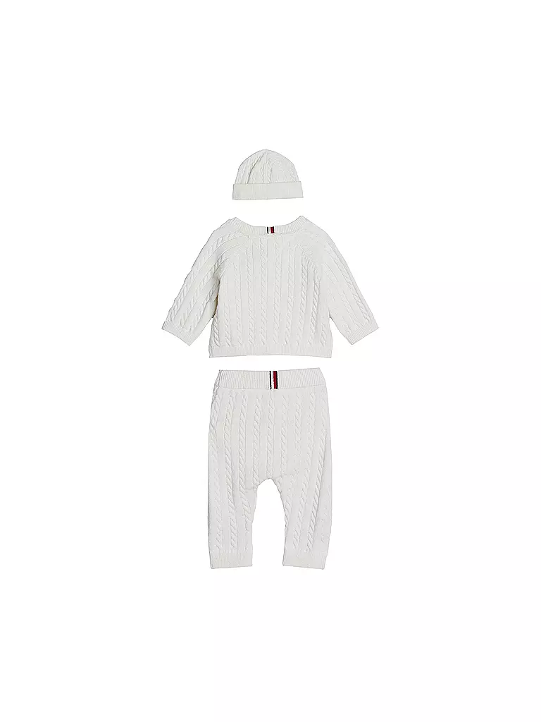 TOMMY HILFIGER | Set neonato 3 pezzi, cardigan, cappello e pantaloni in maglia | 