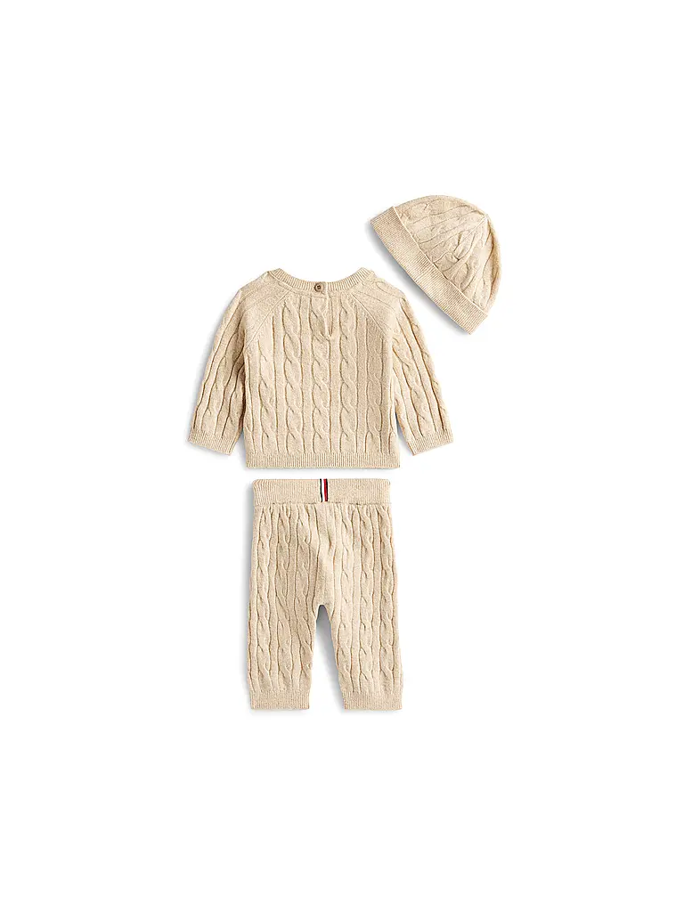 TOMMY HILFIGER | Set neonato 3 pezzi, maglione, pantaloni e cappello | 