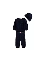 TOMMY HILFIGER | Set neonato 3 pezzi maglione, pantaloni e cappello | Blu scuro