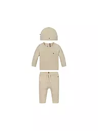 TOMMY HILFIGER | Set neonato 3 pezzi. Maglione, pantaloni e cappello | Beige