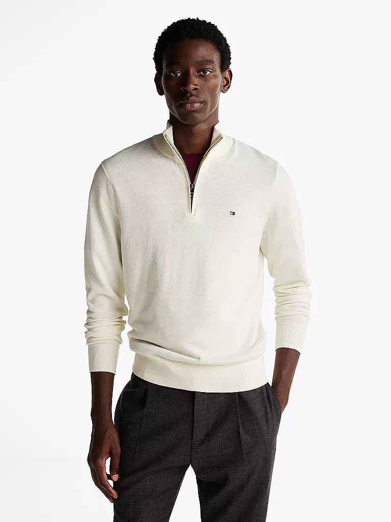 TOMMY HILFIGER | Troyer Pullover  | Bianco