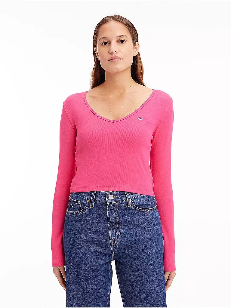 TOMMY JEANS | Langarmshirt Cropped Fit | Fucsia