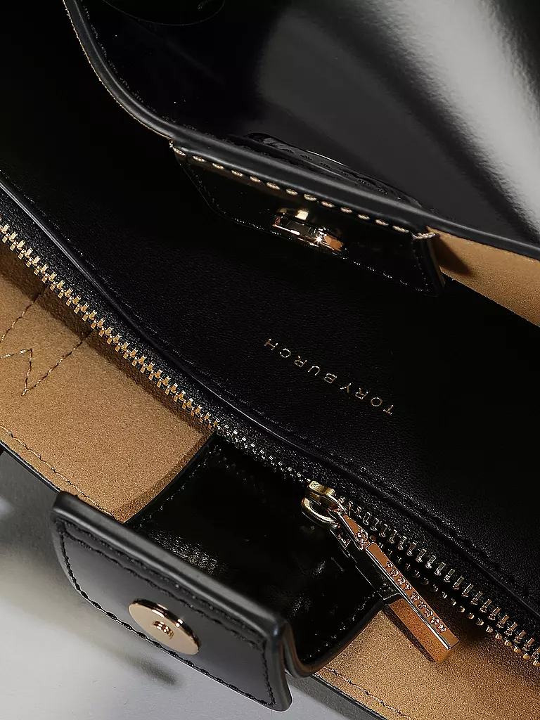 TORY BURCH | Ledertasche - Henkeltasche ROBINSON SPAZZOLATO  Small | Nero
