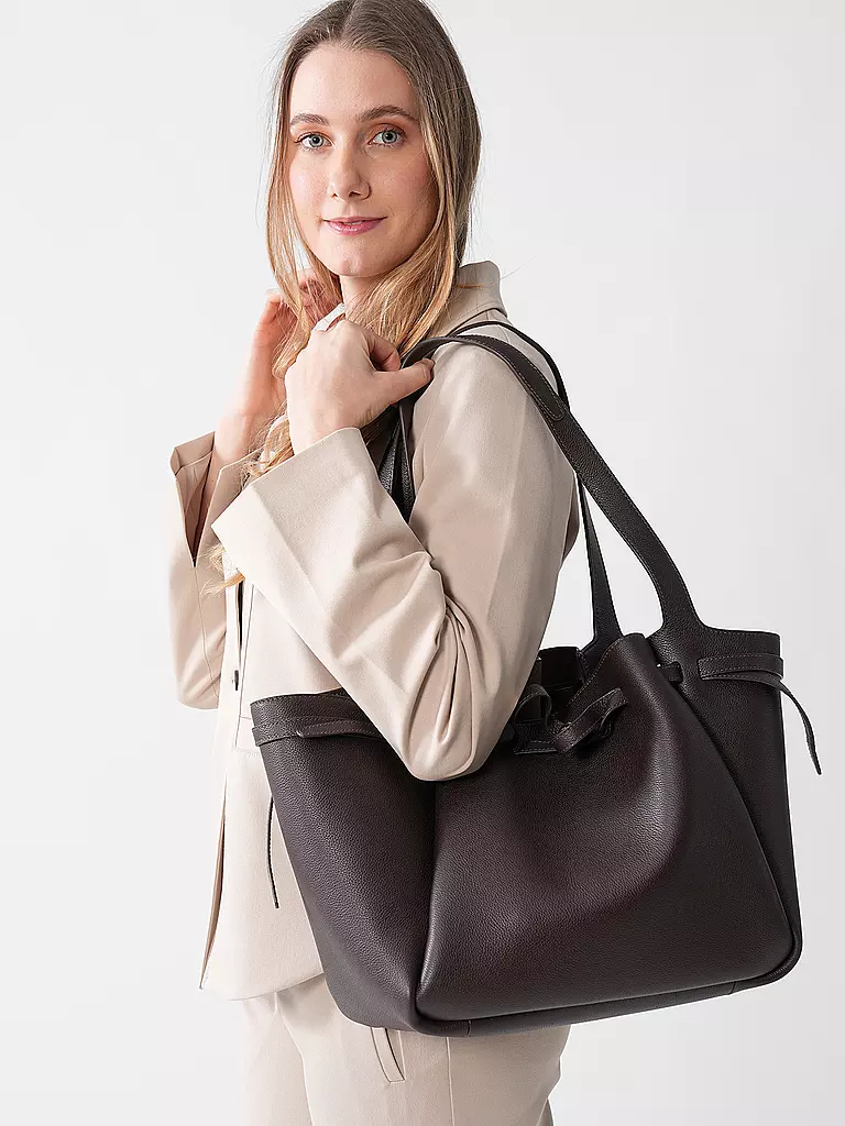 TORY BURCH | Ledertasche - Shopper ROMY | Marrone