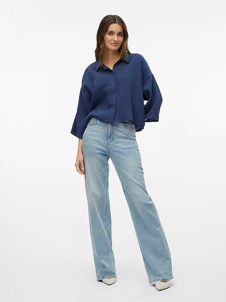VERO MODA | Blusa-camicia VMNATALI CROP | Blu scuro
