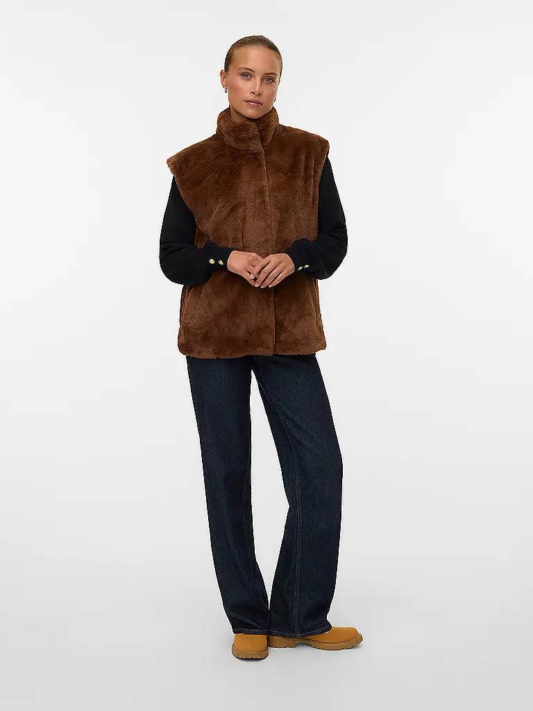 VERO MODA | Gilet in Pelliccia Sintetica VMSONJAPOPPY | Marrone